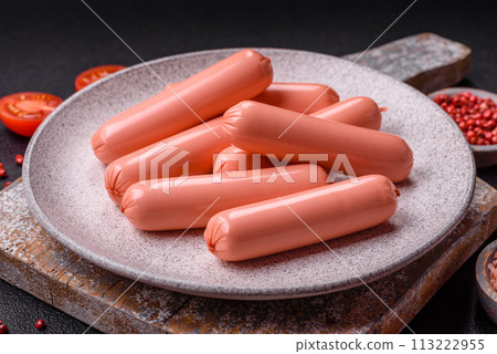 Delicious fresh vegetarian sausage or sausage made from vegetable protein tofu or seitan Delicious fresh vegetarian sausage or sausage made from vegetable protein tofu or seitan 113222955