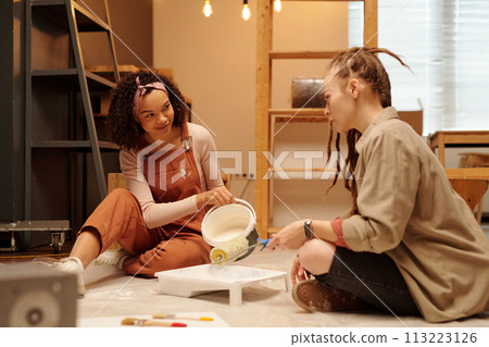 Young owners of cafe doing renovation 113223126