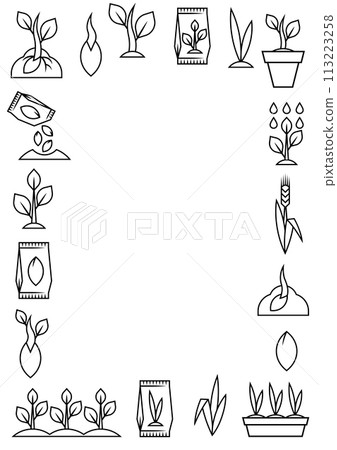 Planting seeds and growing frame. Agricultural, cultivation and planting illustration. 113223258