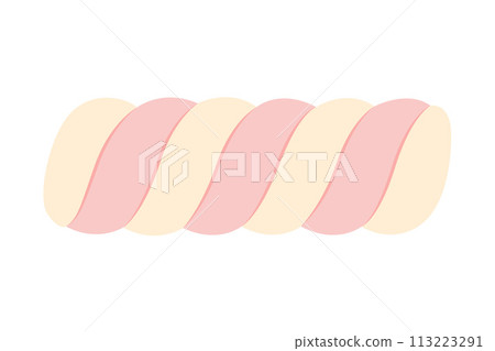 Twist Marshmallows with Pastel Color white and pink isolated on white background 113223291