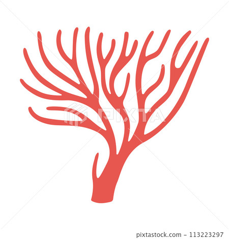 Red corals Hand drawn flat illustration on white background Red corals Hand drawn flat illustration on white background 113223297