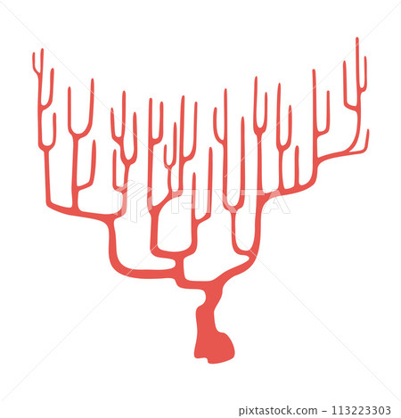 Red corals Hand drawn flat illustration on white background Red corals Hand drawn flat illustration on white background 113223303