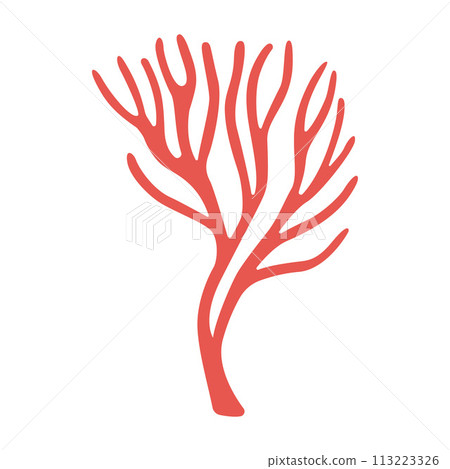 Red corals Hand drawn flat illustration on white background 113223326