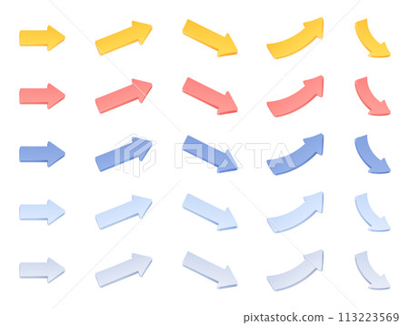 Set of illustration materials of three-dimensional cute arrows 113223569