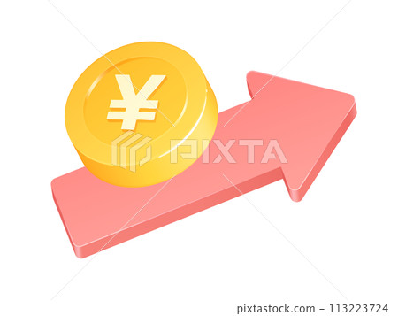Three-dimensional cute coin illustration_strong yen Three-dimensional cute coin illustration_strong yen 113223724