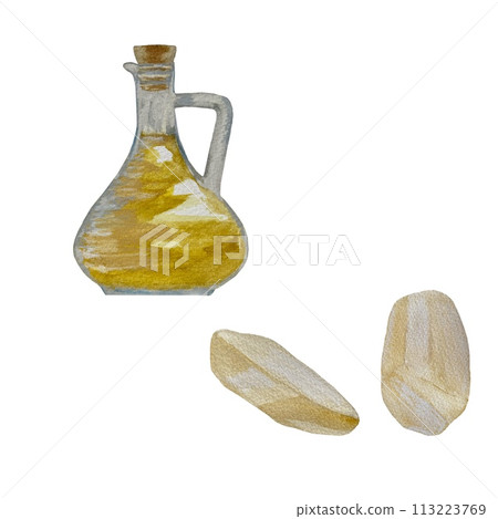 Peeled potato olive oil a watercolor illustration Peeled potato olive oil a watercolor illustration 113223769