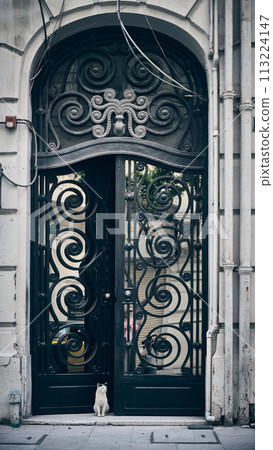 Entrance of old residential building 113224147