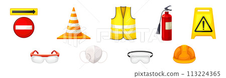Safety Equipment and Object for Industrial Work Vector Set 113224365