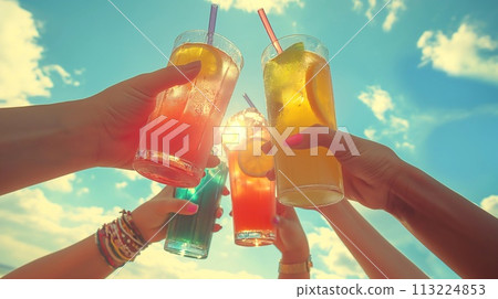 Friends toasting with 113224853