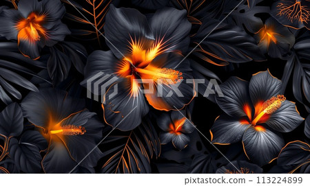 Flowers on black background Flowers on black background 113224899