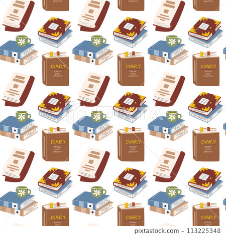 Perspective vector pattern of books in flat style 113225348