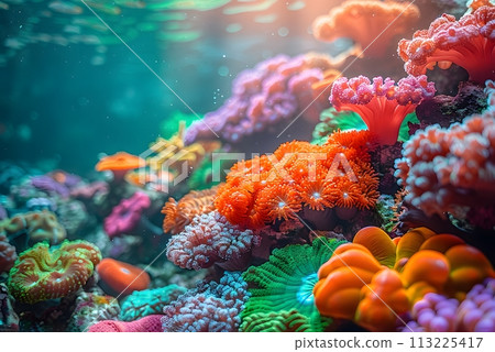 Colorful Coral Reef Underwater Scene Generative AI 113225417