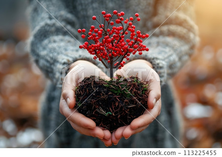 Person Holding Plant in Hands Generative AI 113225455