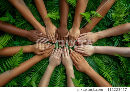 Group of People Holding Hands Together Generative AI 113225457