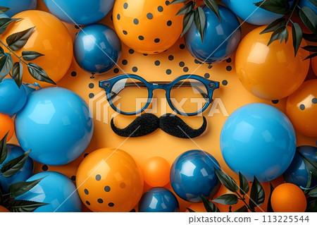 Portrait of a Man With Glasses and Mustache Generative AI 113225544