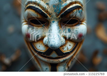 Close-Up of Person Wearing Mask Generative AI 113225769