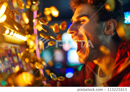 Man Celebrating Casino Win 113225813