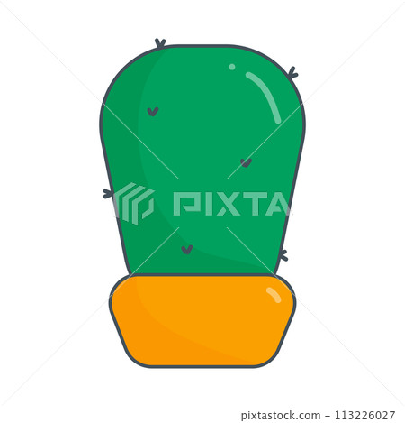 cactus green needles pot yellow icon element 113226027