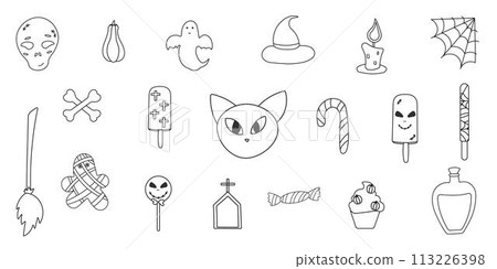 halloween pumpkin sweets bones line element set halloween pumpkin sweets bones line element set 113226398