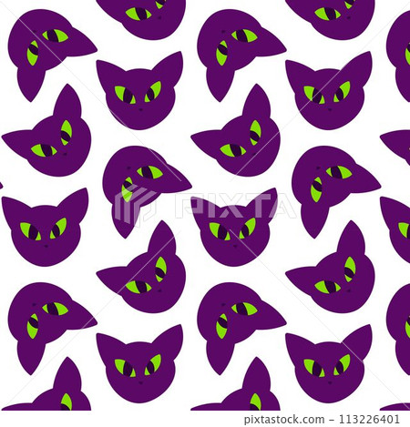 cat halloween scary color cute pattern textile 113226401