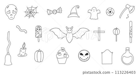 halloween pumpkin sweets bones line element set halloween pumpkin sweets bones line element set 113226403