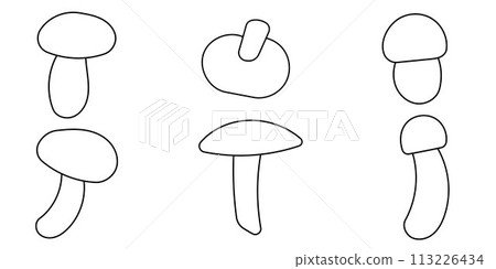 mushrooms autumn forest line doodle set elements mushrooms autumn forest line doodle set elements 113226434