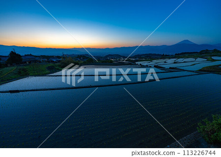 [Early Summer Material] Nakano Terraced Rice Fields at Dawn [Yamanashi Prefecture] 113226744