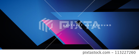 Abstract sports background. Modern sports banner design with blue and pink geometric 3D shapes. 113227260