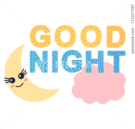 Cute face of an animal with lettering. Childish print for nursery in a Scandinavian style. baby posters, cards, clothes 113227487