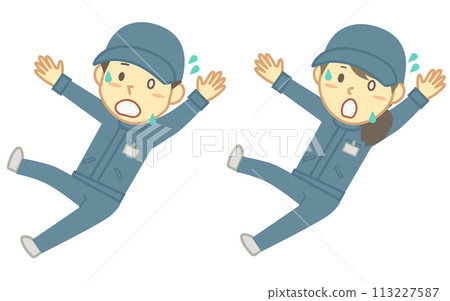Falling male and female workers set Falling male and female workers set 113227587