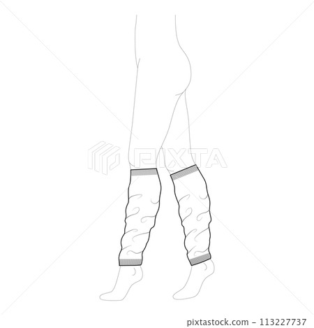 Loose Socks footless hosiery knee high length. Fashion accessory clothing technical illustration stocking. Vector, side Loose Socks footless hosiery knee high length. Fashion accessory clothing technical illustration stocking. Vector, side 113227737