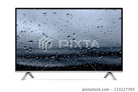 Smart tv with water drops on screen Smart tv with water drops on screen 113227765