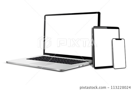 Set of blank screens with laptop, tablet, phone 113228024