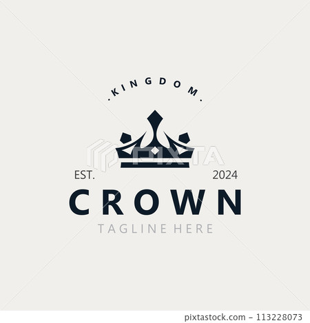 Crown logo simple design template. Vintage Crown Logo Royal King Queen concept symbol logotype 113228073