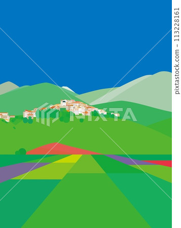 Castelluccio di Norcia Umbria summer scenery Castelluccio di Norcia Umbria summer scenery 113228161