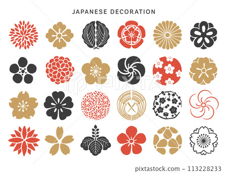 Traditional Japanese decorations and patterns 113228233