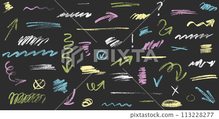 Set of colorful hand drawn crayon scribbles Set of colorful hand drawn crayon scribbles 113228277