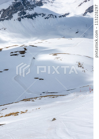 Aerial view of mountain peaks Mittelhorn and Schreckhorn Aerial view of mountain peaks Mittelhorn and Schreckhorn 113228297