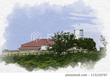 Watercolor style Mihonoseki Lighthouse Matsue City, Shimane Prefecture 113228787
