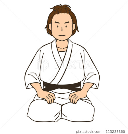 坐直的女柔道運動員 113228860