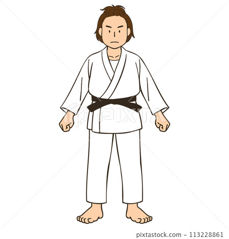 A female judoka standing upright 113228861