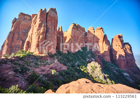 Sedona Red Rock Cliffs and Blue Sky - Cathedral Rock View 113229561