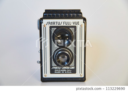 Vintage Spartus Full-Vue Camera on Off-White Background Vintage Spartus Full-Vue Camera on Off-White Background 113229690
