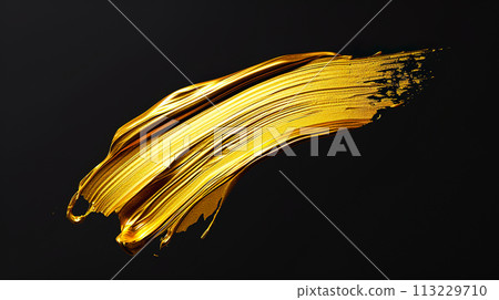 Gold oil paint brush strokes background on black 113229710