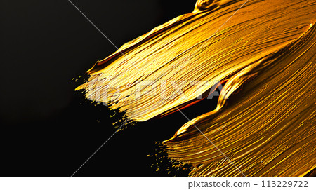 Gold oil paint brush strokes background on black 113229722