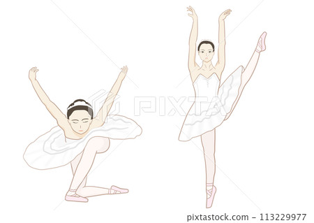 Two ballerinas dancing ballet, Swan Lake 113229977