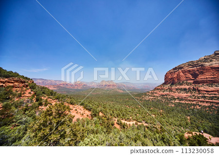 Sedona Desert Vista with Lush Forest and Red Rocks 113230058