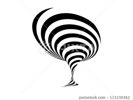颶風歐普藝術。受龍捲風或旋風的強大螺旋啟發的插圖。氣流圖示。 颶風歐普藝術。受龍捲風或旋風的強大螺旋啟發的插圖。氣流圖示。 113230362