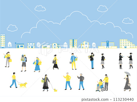 Townscape and people's daily life 113230440