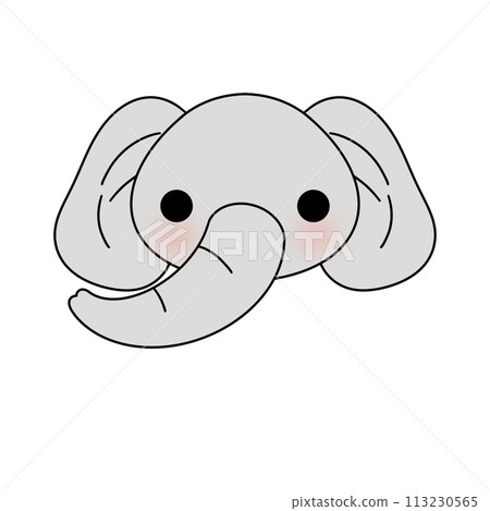 A cute elephant with a pink nose and a smile A cute elephant with a pink nose and a smile 113230565